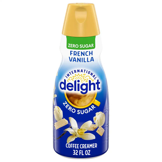 International Delight Coffee Creamer, Zero Sugar French Vanilla, Refrigerated Flavored Creamer, 32 FL OZ Bottle